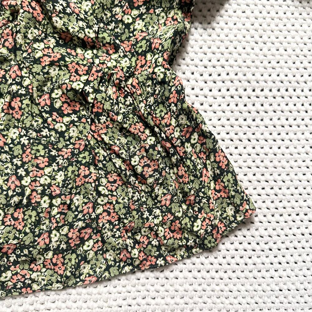 The Kooples Green Ditzy Floral Print Flutter Sleeve V Neck Peplum Flowy Top 0 - Picture 5 of 11